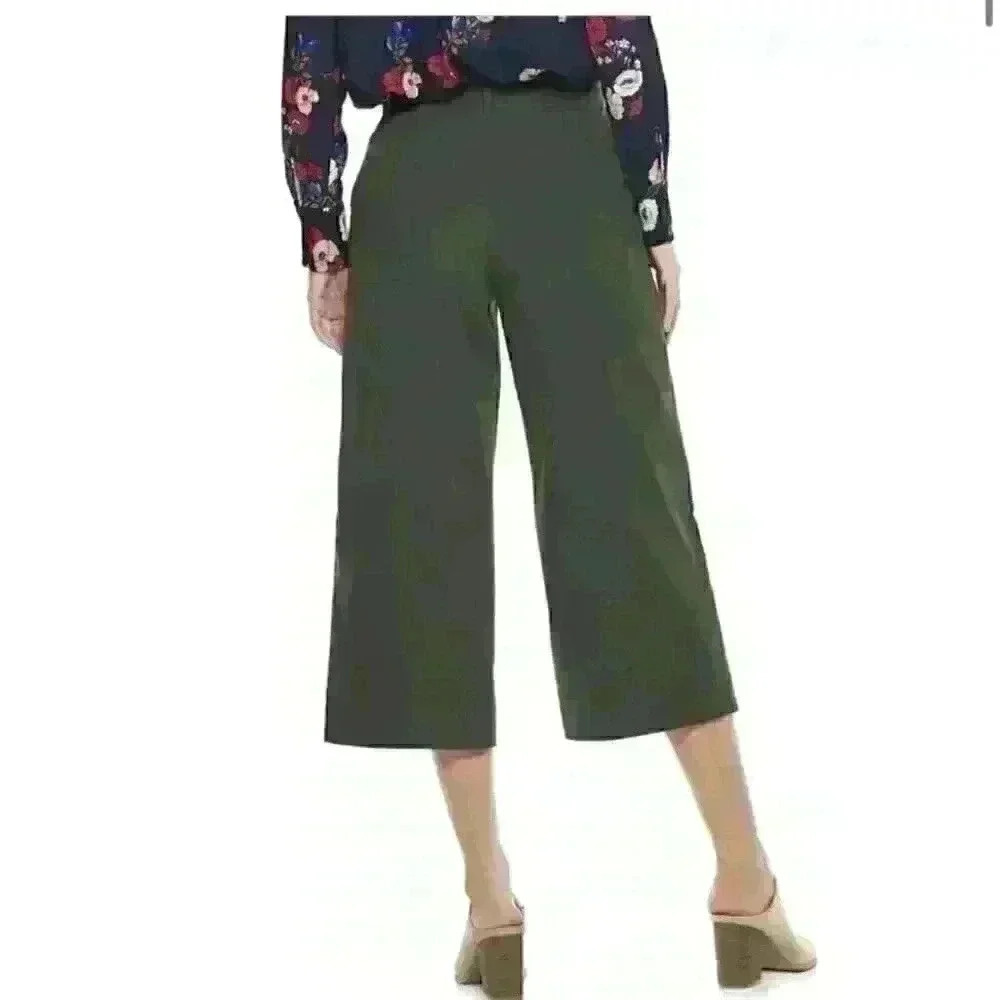NWT pop sugar green crop wide leg flare high waist sz 10/23.5”